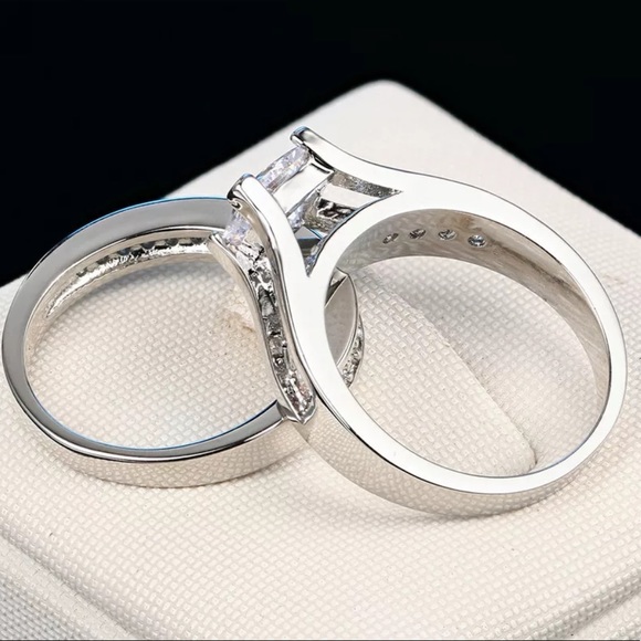 STERLING SILVER ENGAGEMENT RING SET - Picture 5 of 5